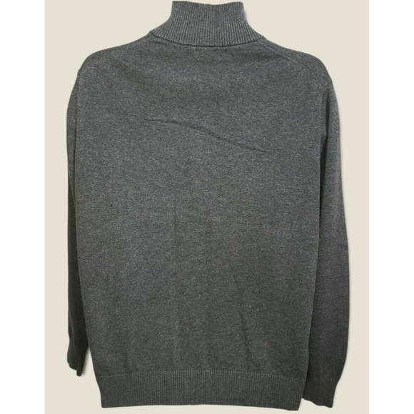 Dockers Knit Top Mens L Long Sleeve Fleece Lined 1/4 Zipper Gray / Blue Trim M1 - Picture 4 of 6